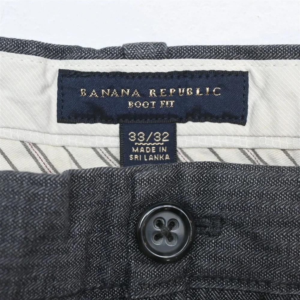 Banana Republic‎ 33x32 Gray Herringbone Cotton Wool Boot Fit Cut Pants